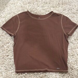 Brown T-Shirt with Contrast Stitching